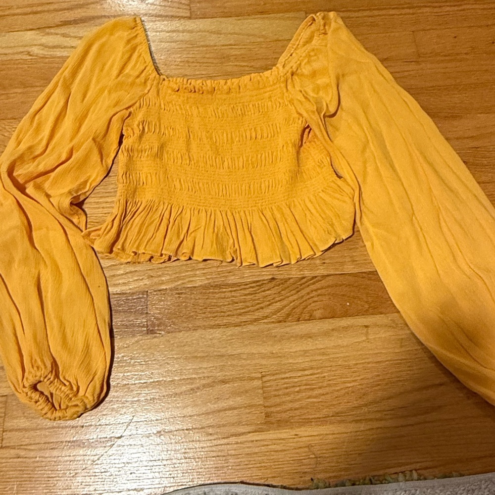 Forever 21 Women's Yellow Smocked Top